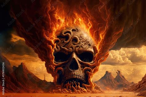 Road To Hell Through Evil Demonic Skull Gate Entrance Infernal