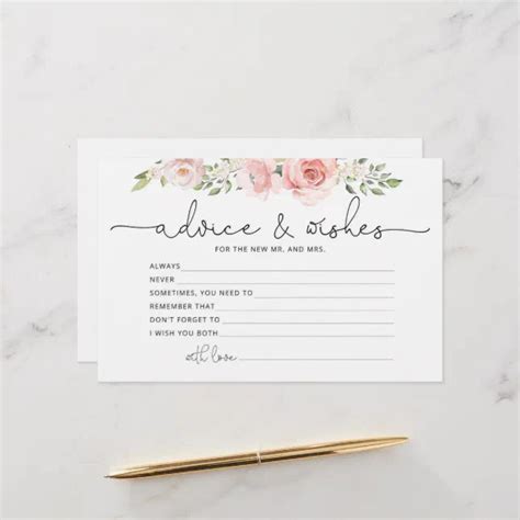 Blush Floral Advice And Wishes Bridal Shower Stationery Zazzle