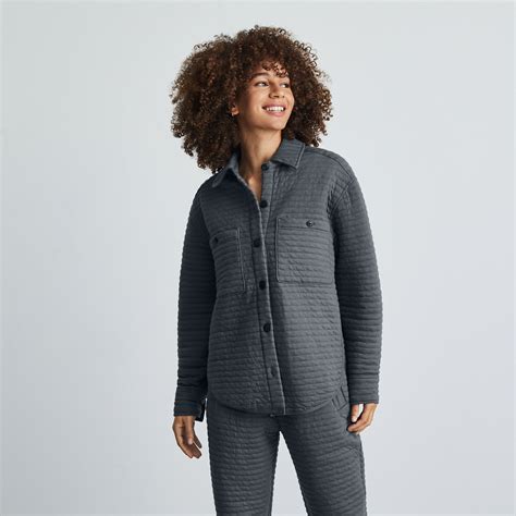 The Organic Cotton Quilted Shirt Jacket Slate Everlane