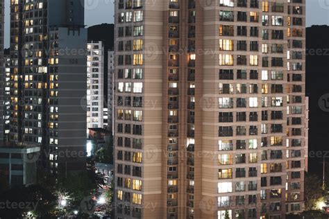 Night View Of Apartment In Anyang Gyeonggi Do Korea Stock