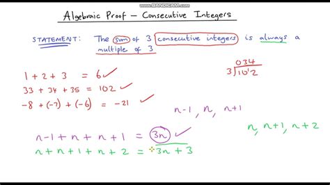 Algebraic Proof The Sum Of Three Consecutive Integers Is Always A