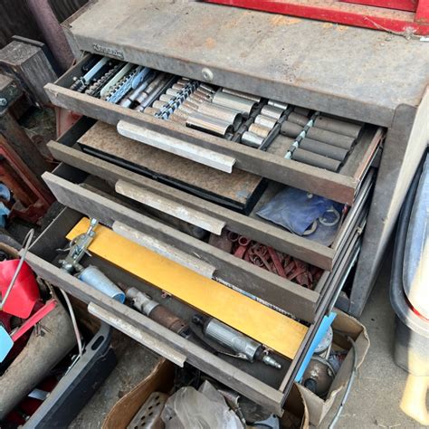 Lot #269 - Contents of tool box drawers. Quality shop stuff! Pneumatic ...