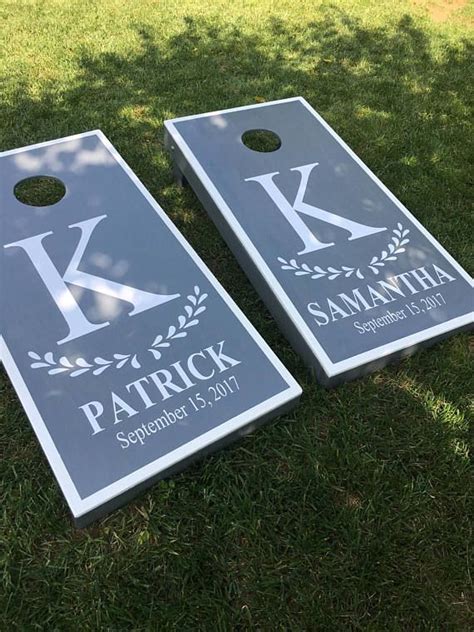 Cornhole Decals Initial Name Est Date Wedding Cornhole Etsy