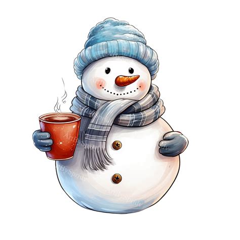 Christmas Snowman Clipart Digital Png For T Shirts Mugs Tumblers