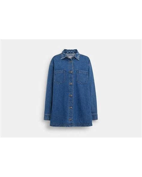 Coach Oversized Denim Shirt Dress In Blue Lyst