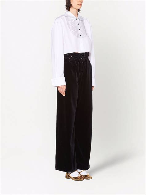 Miu Miu Paperbag Waist Wide Leg Trousers Black Farfetch