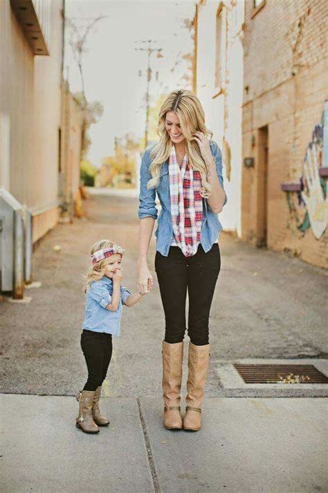 Mommy And Me Matching Plaid And Chambray Outfits Mommy Daughter