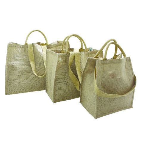 Pp Laminated Jute Shopping Bag With Rope Shoulder Length Handle At Rs