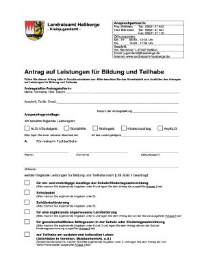 Ausfüllbar Online hassberge Antrag auf Leistungen fr Bildung und