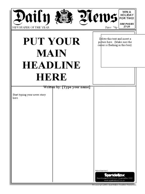 Newspaper Article Template Pdf