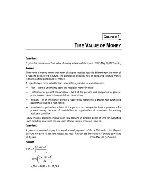 Time Value Of Money Pdf Present Value Time Value Of Money