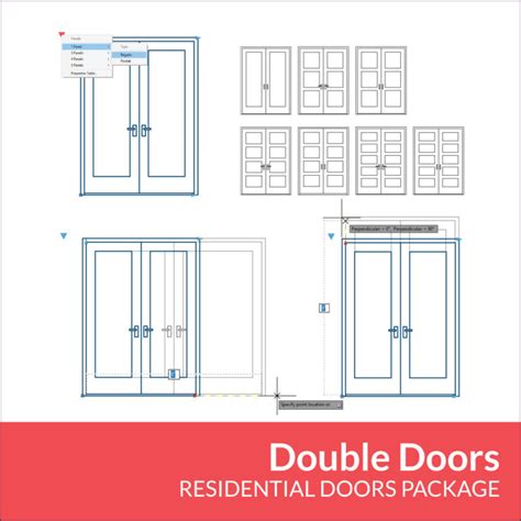 Info Double Door Elevation Cad Block