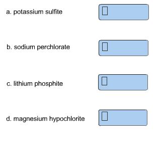 Solved Potassium Sulfite Sodium Perchlorate Lithium Chegg