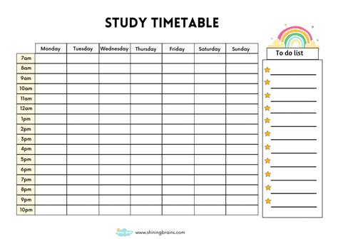 Study Timetable Template For Students Free Timetable Template Printable