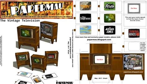 Papermau The Vintage Television Paper Model By Papermau Download Now Paper Models