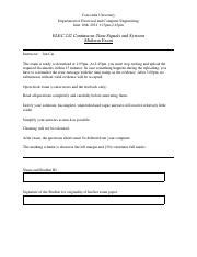 Elec Midterm Exam Summer Pdf Concordia University Department