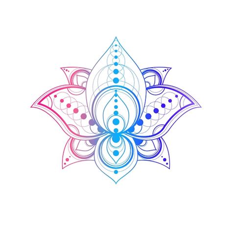 Premium Vector Lotus Flower With Geometric Pattern Vector Linear