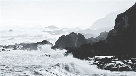 Fondos De Pantalla Paisaje Monocromo Mar Bah A Rock Apuntalar