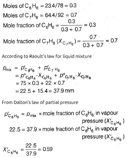 Benzene And Toluene Form An Ideal Solution Over The Entire Range Of