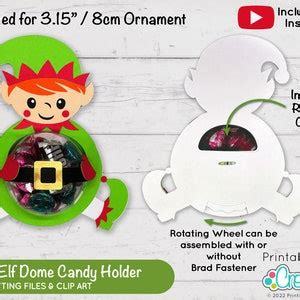 Christmas Elf Dome Candy Holder SVG File D110 Svg Dxf & Pdf Sweet Candy Dome Holder With Opening ...