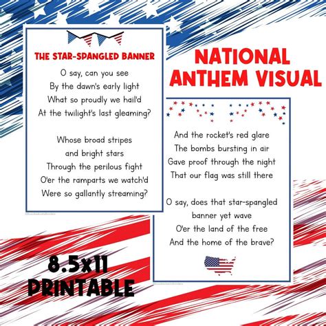 National Anthem Song Song Lyrics Classroom Poster American Song Busy ...