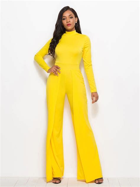 Pin By Claudynes Page On Yellow °°• Yellow Jumpsuit Wide Leg