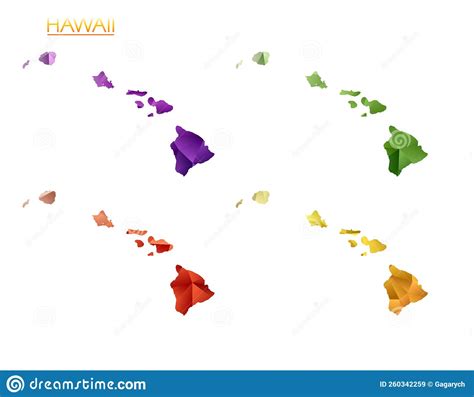 Set Of Vector Polygonal Maps Of Hawaii Stock Vector Illustration Of