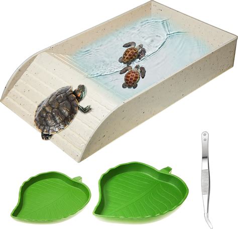 Amazon Hsei 4 Pcs Tortoise Water Bowl With Ramp Turtle Feeding