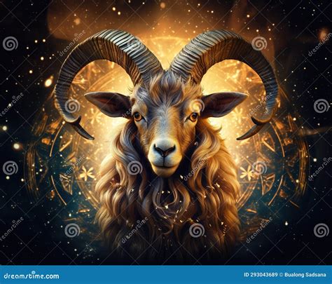 Zodiac Sign of a Fantasy Gold Goat on the Night Sky. Stock Illustration - Illustration of golden ...