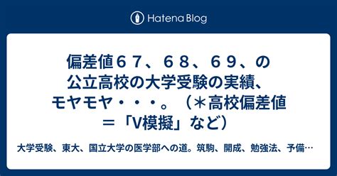 偏差値67、68、69、の公立高校の大学受験の実績、モヤモヤ・・・。（＊高校偏差値＝「v模擬」など） 大学受験、東大、国立大学の医学部への