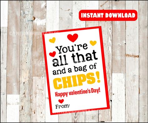 You Re All That And A Bag Of Chips Valentine Cards Etsy