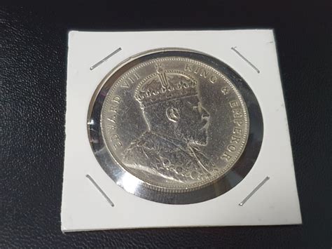 King Edward Vii Straits Settlements One Dollar Silver Coin