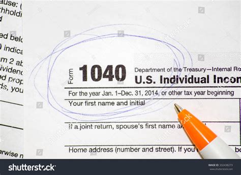 1040 Us Individual Income Tax Return Form Stock Photo 332438273