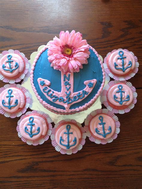 Navys Anchor Cake Nautical First Birthday Anchor Cupcakes Anchor