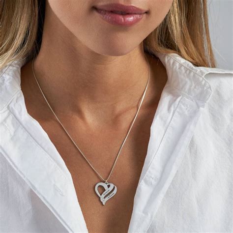 Two Hearts Forever One Necklace With Diamonds In Sterling Silver Myka