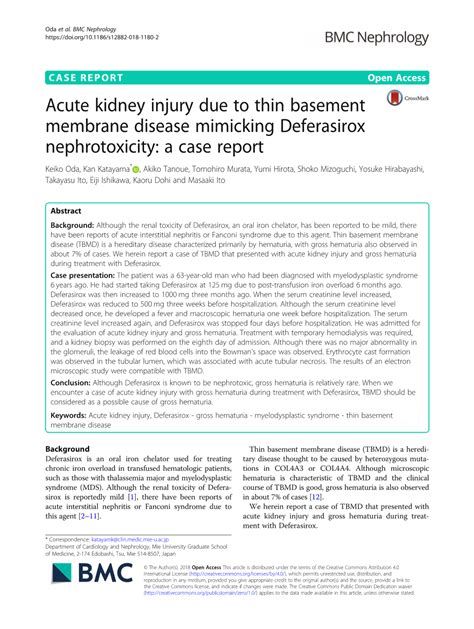 Acute Kidney Injury Due to Thin Basement Membrane Disease - DocsLib