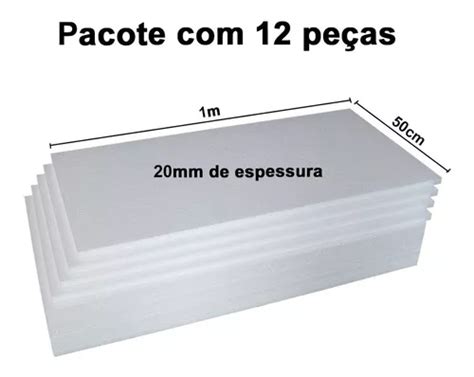 Placa De Isopor Espessura 20mm Pacote C 12 Unidades 100x50cm