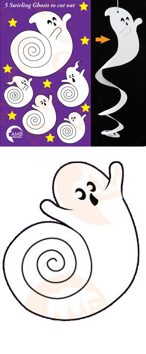 Swirling Ghosts To Cut Out Halloween Paper Craft Diy Printable