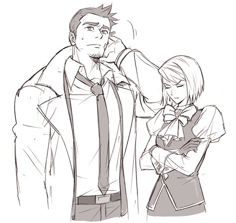 Franziska Von Karma And Dick Gumshoe Ace Attorney Drawn By Gwiga0