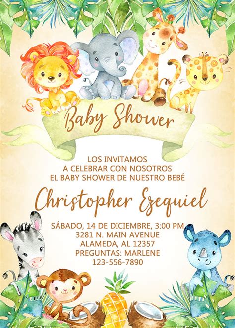 Invitaciones De Baby Shower De Safari Para Editar Pin En Invitacion