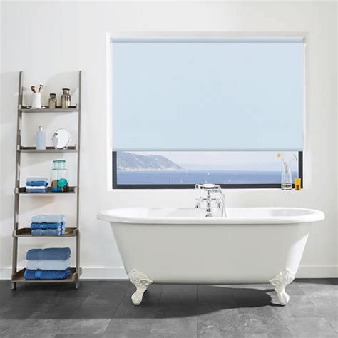 Luxury Light Blue Waterproof Bathroom Roller Blinds