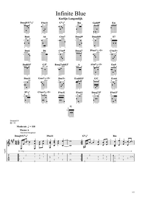 INFINITE BLUE Fingerstyle Tab Chords Karlijn Langendijk