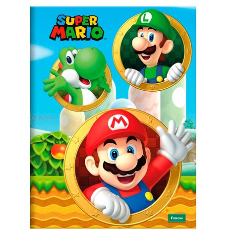 Caderno Brochurao Capa Dura Super Mario 96 Folhas Foroni R 19 99