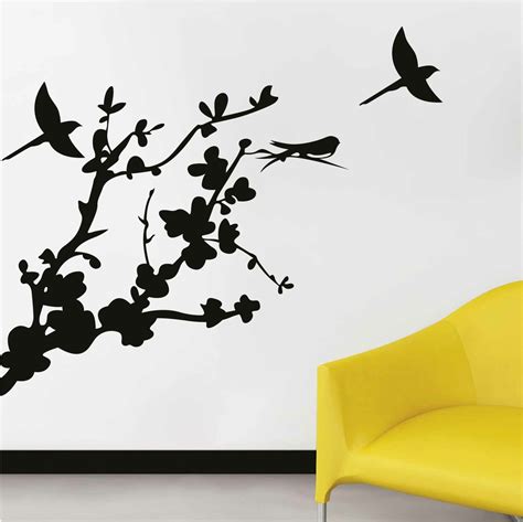 Stickers Muraux Branche Oiseaux Autocollant Muraux Et Deco