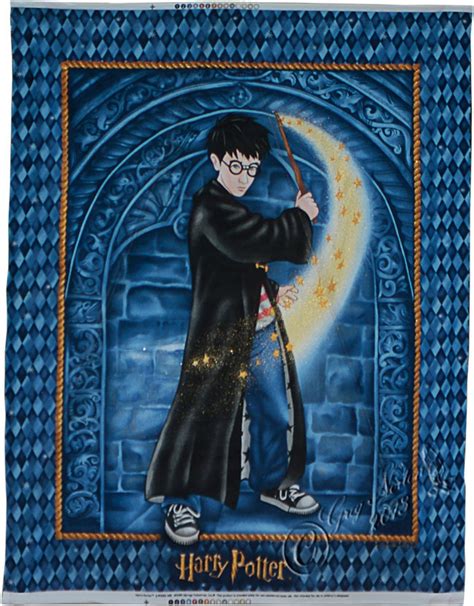 Harry Potter Fabric Quilt Panel With Harry Swishing His Magic