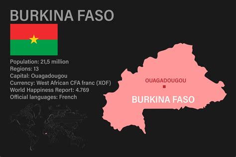 Highly Detailed Burkina Faso Map With Flag Capital And Small Map Of