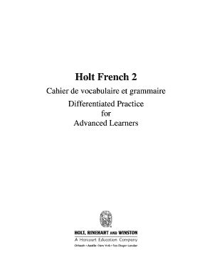 Holt French 2 Answer Key Pdf Fill Online Printable Fillable Blank