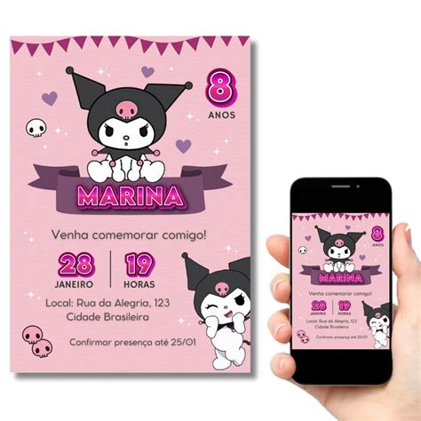 Convite Digital Kuromi Elo Produtos Especiais