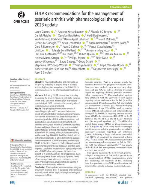 PDF EULAR Recommendations For The Management Of Psoriatic Arthritis