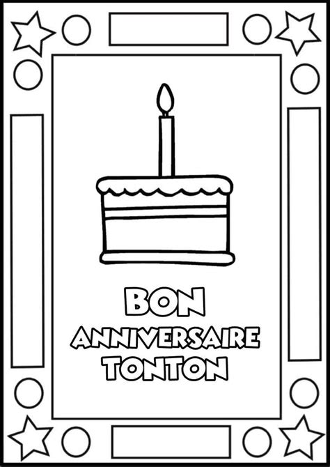 Anniversaire Tonton G Teau Dans Un Joli Cadre Imprimez Et Coloriez